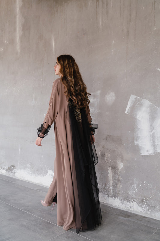 Tulle Embroidered Abaya